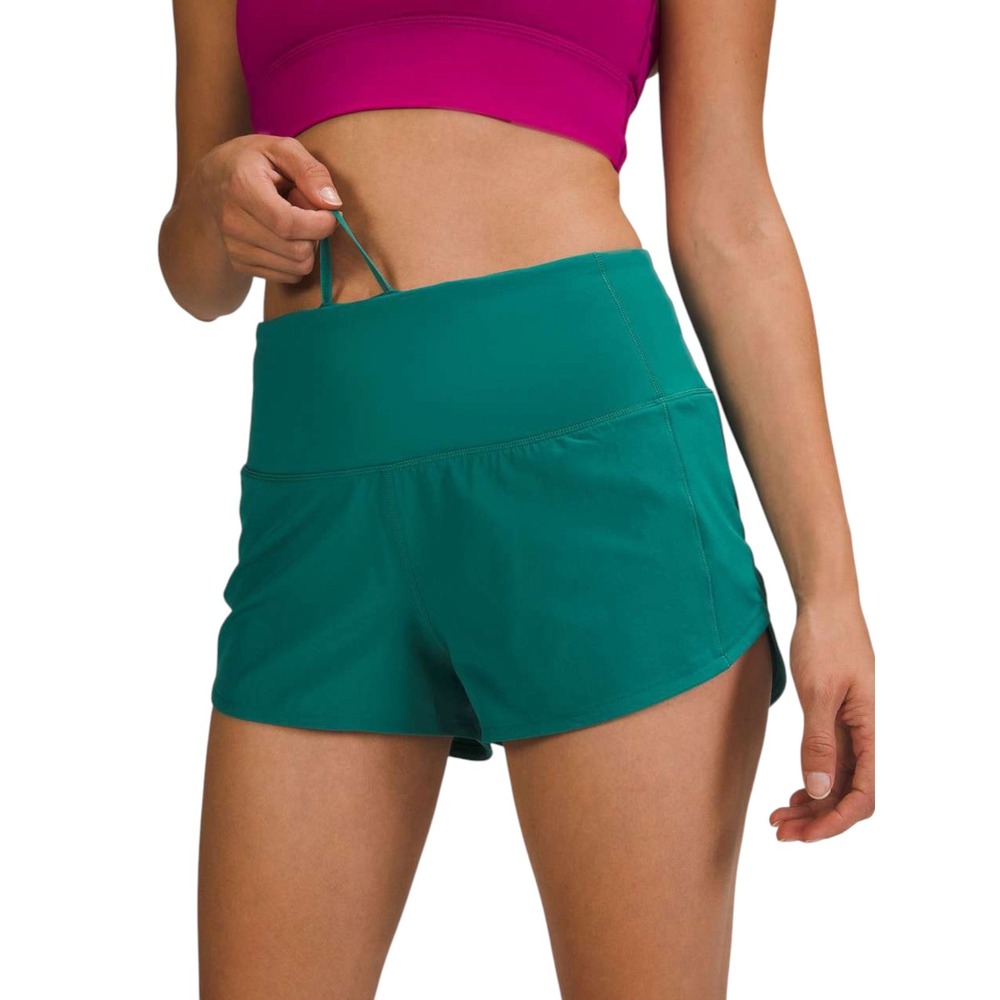 Lululemon Speed Up High Rise 2.5 Shorts Teal Green Running Training Size 4